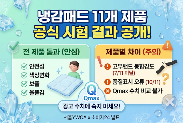 냉감패드 추천 전에 확인, 공정위·서울YWCA 11종 비교 결과