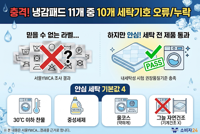 냉감패드 세탁기호 오표시 실태와 안전한 세탁 기본값 정리