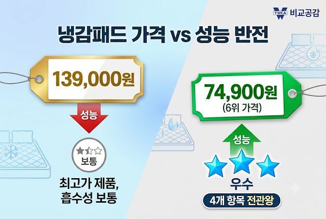 냉감패드 가성비 분석, 최고가 제품이 흡수성 최하 등급이었다