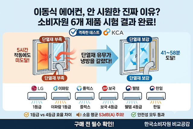 이동식 에어컨 6개 비교, 단열재 없이는 4개 제품이 24℃도 못 맞췄다