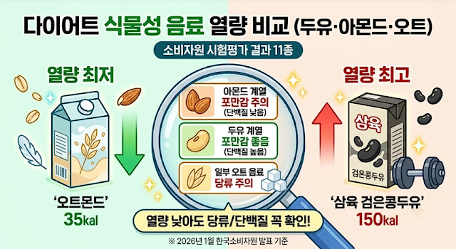 다이어트 중 마시기 좋은 두유·아몬드 음료는? (한국소비자원 발표)